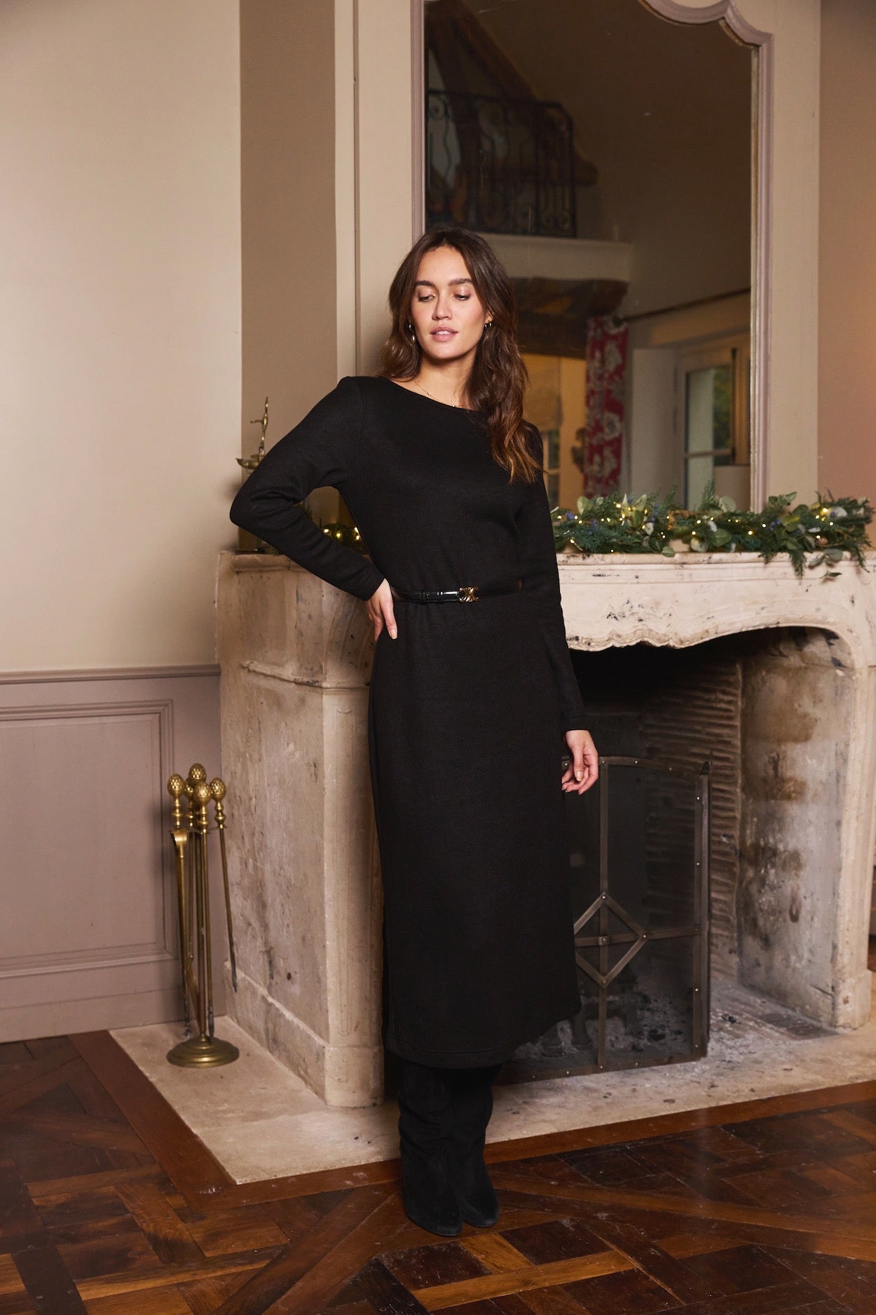 Floriane black knit dress