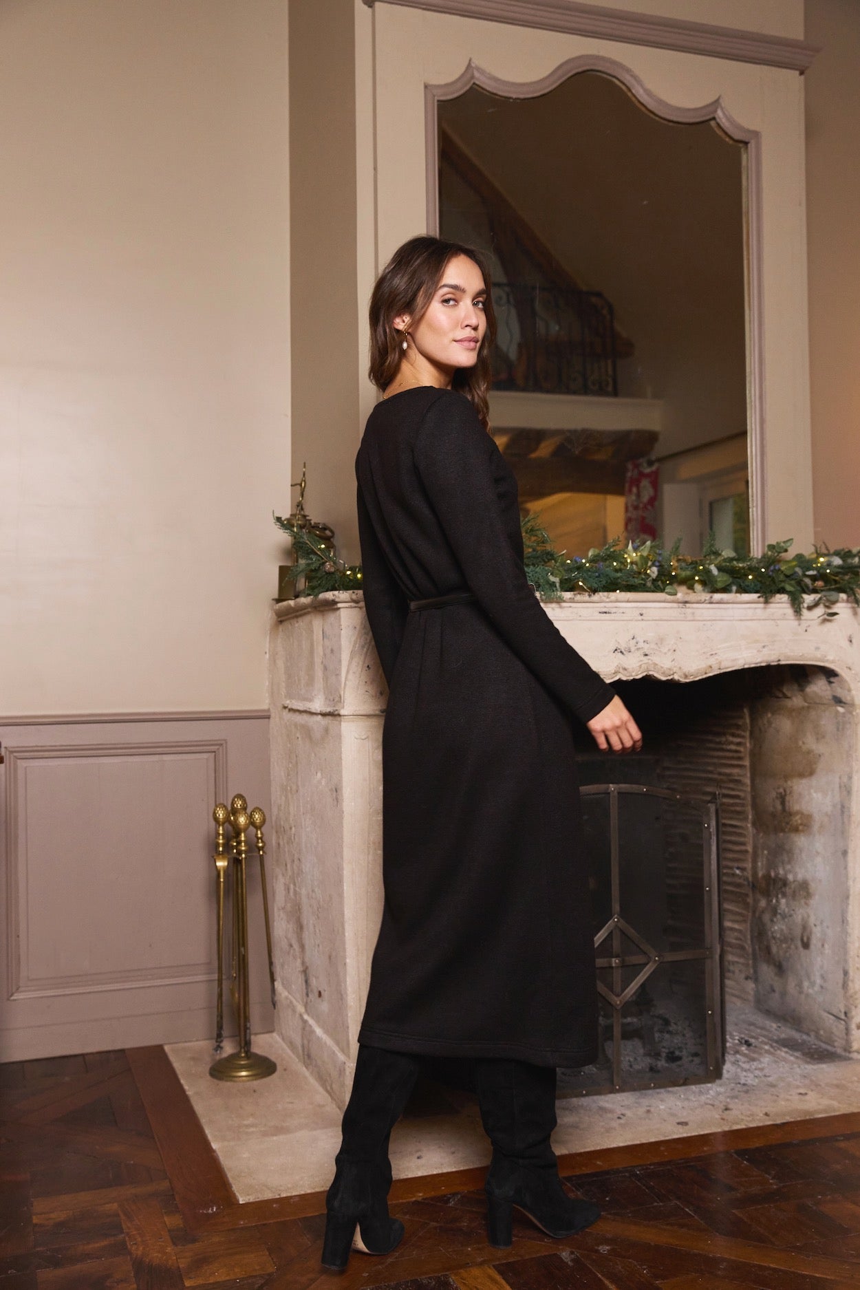 Floriane black knit dress