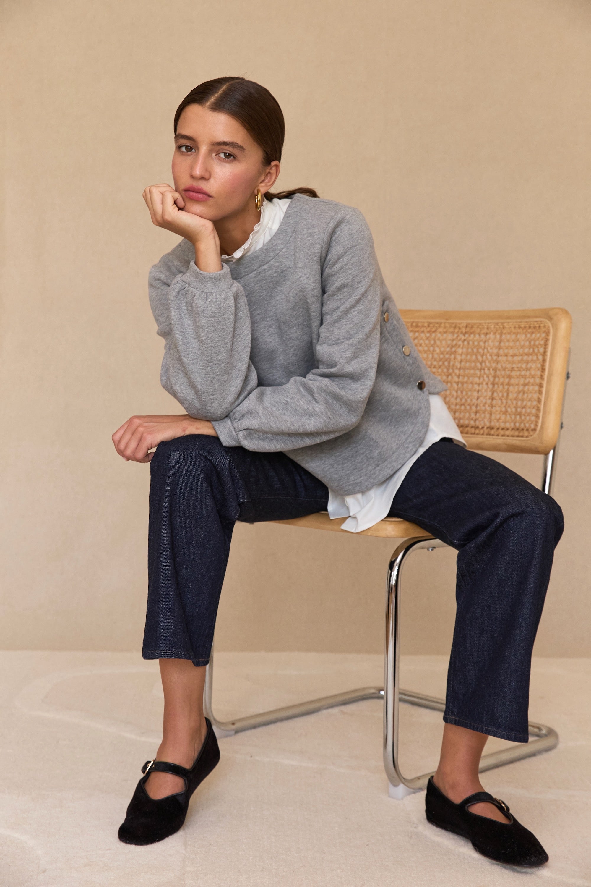 Top Uzès molleton gris