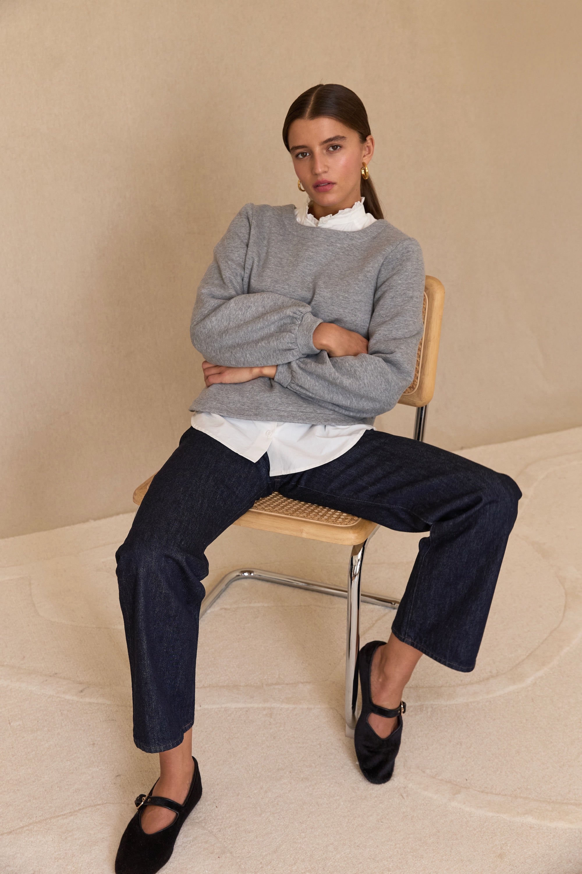 Top Uzès molleton gris