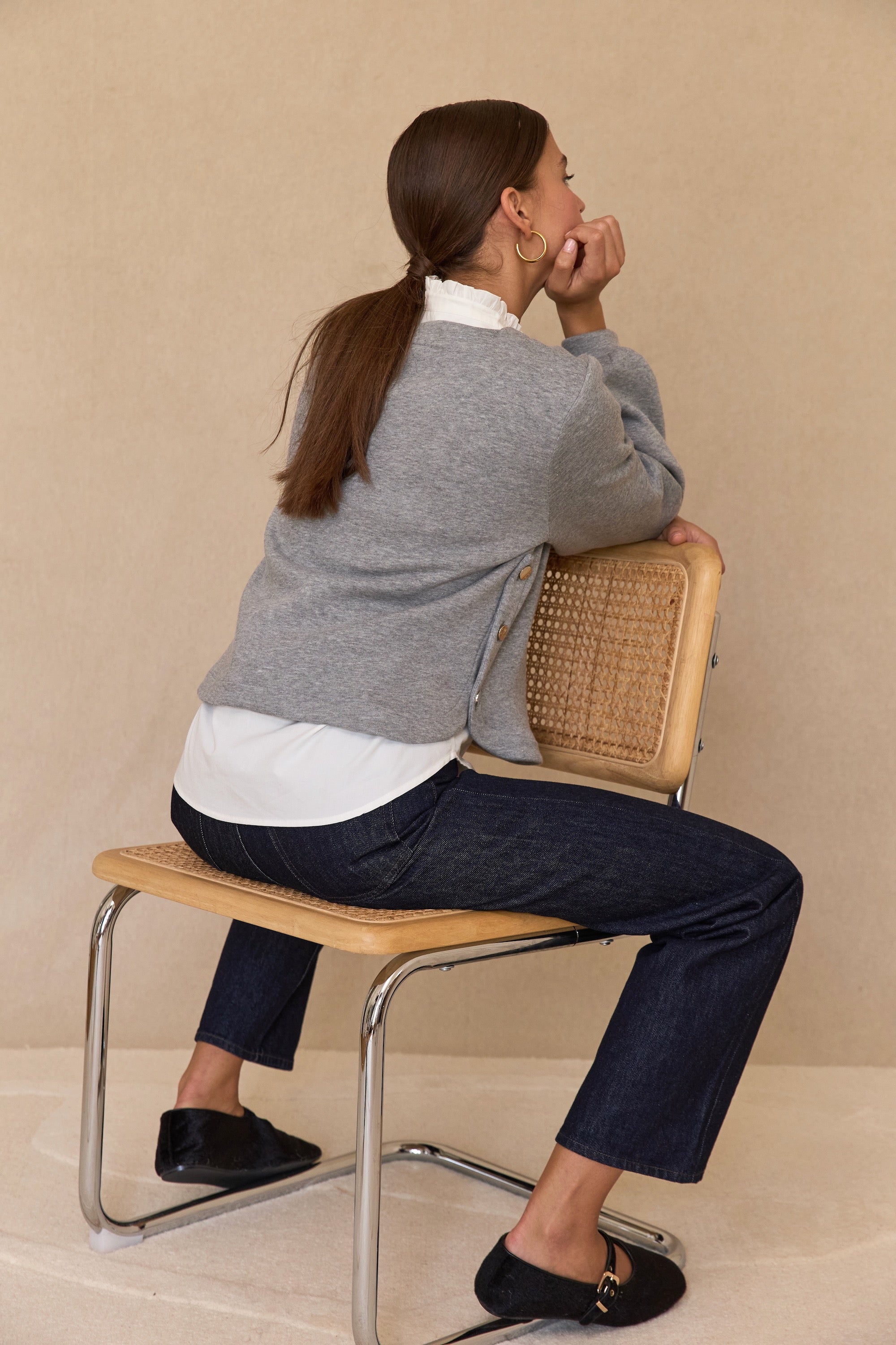 Top Uzès molleton gris