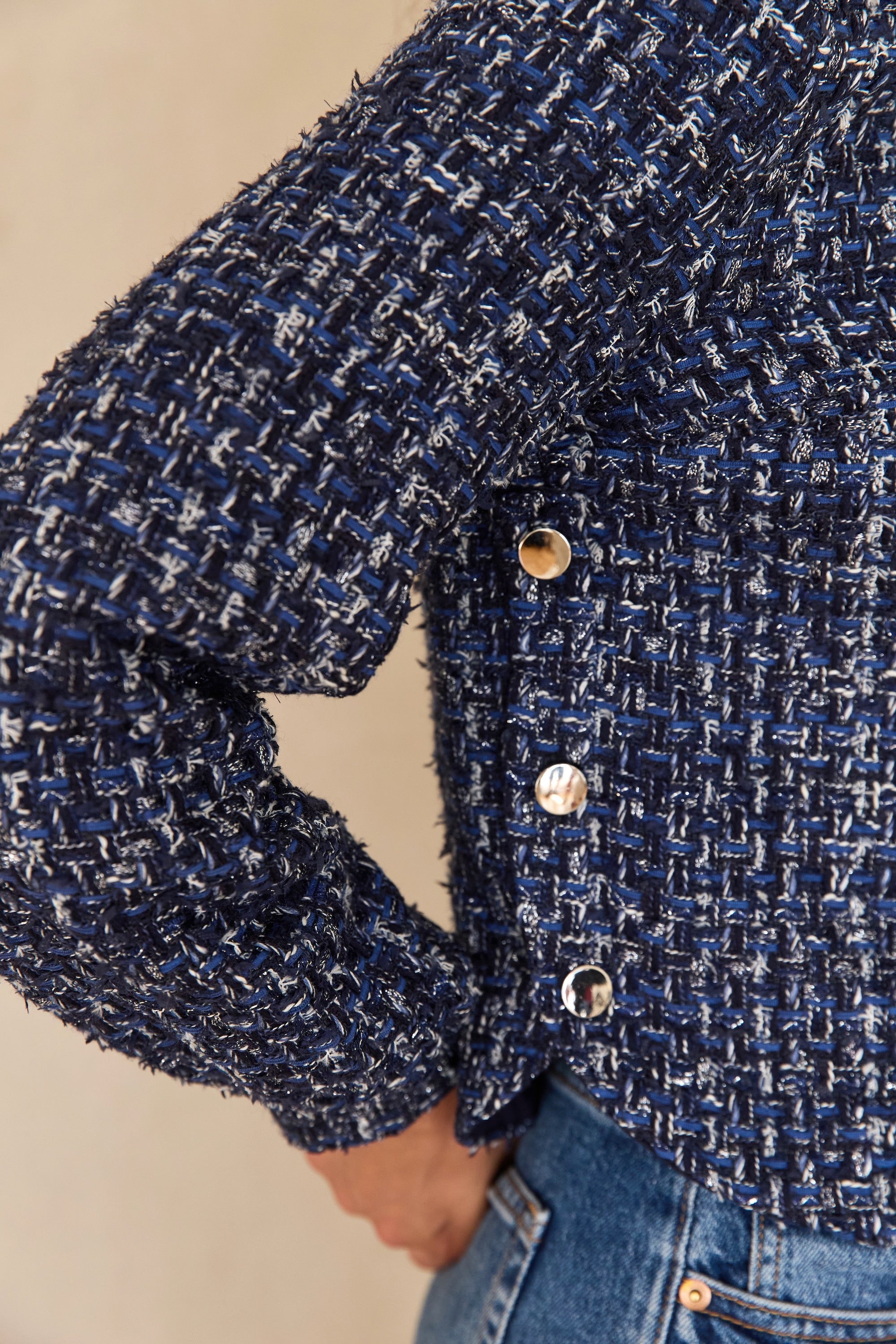 Top Uzès tweed bleu