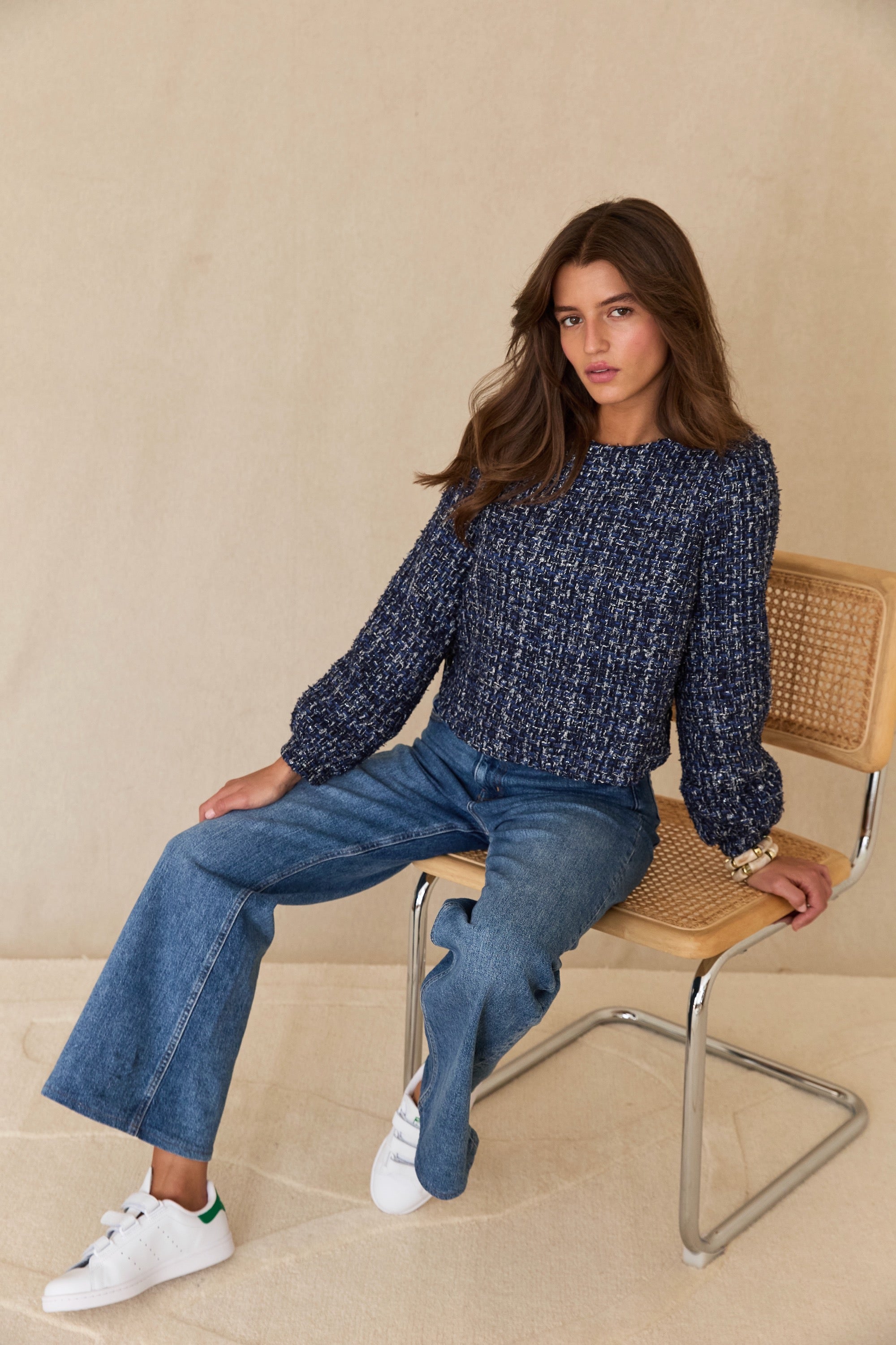 Top Uzès tweed bleu