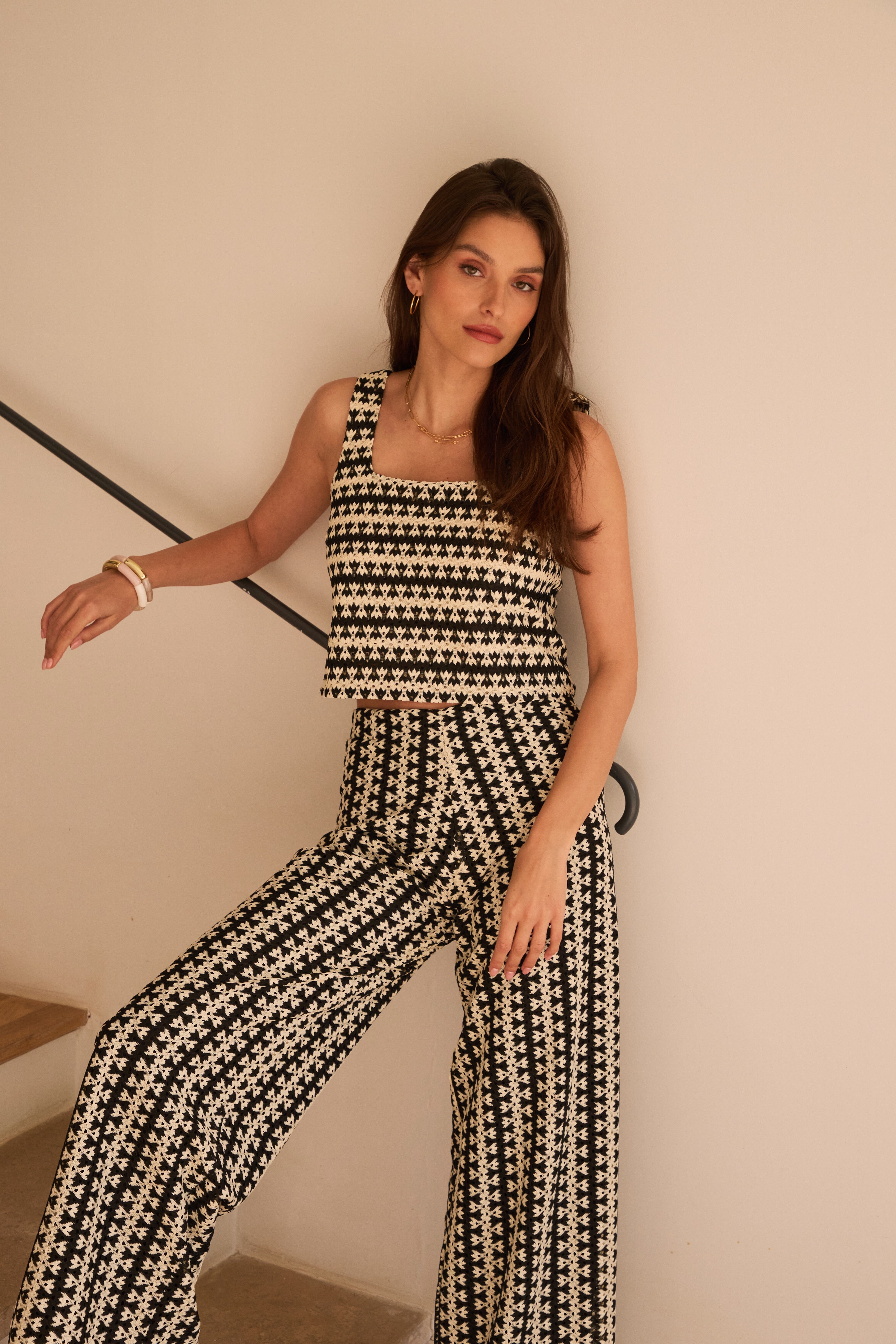 Top Bali macramé noir & blanc