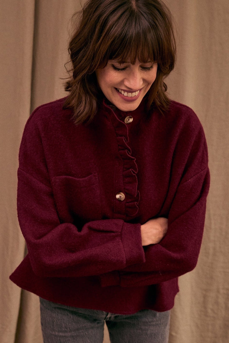 Vareuse Jordane laine bordeaux