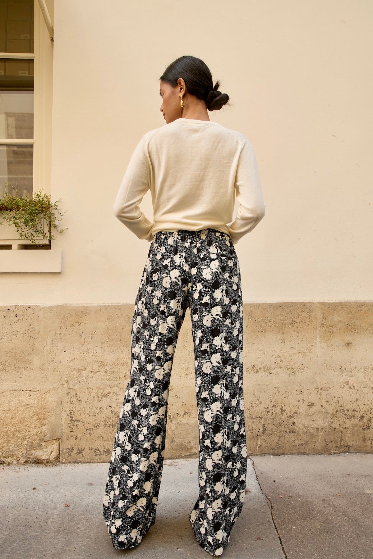 Pantalon Fluide Noir Et Blanc Taille M/L - En Polyester, Occasion En Très Bon état