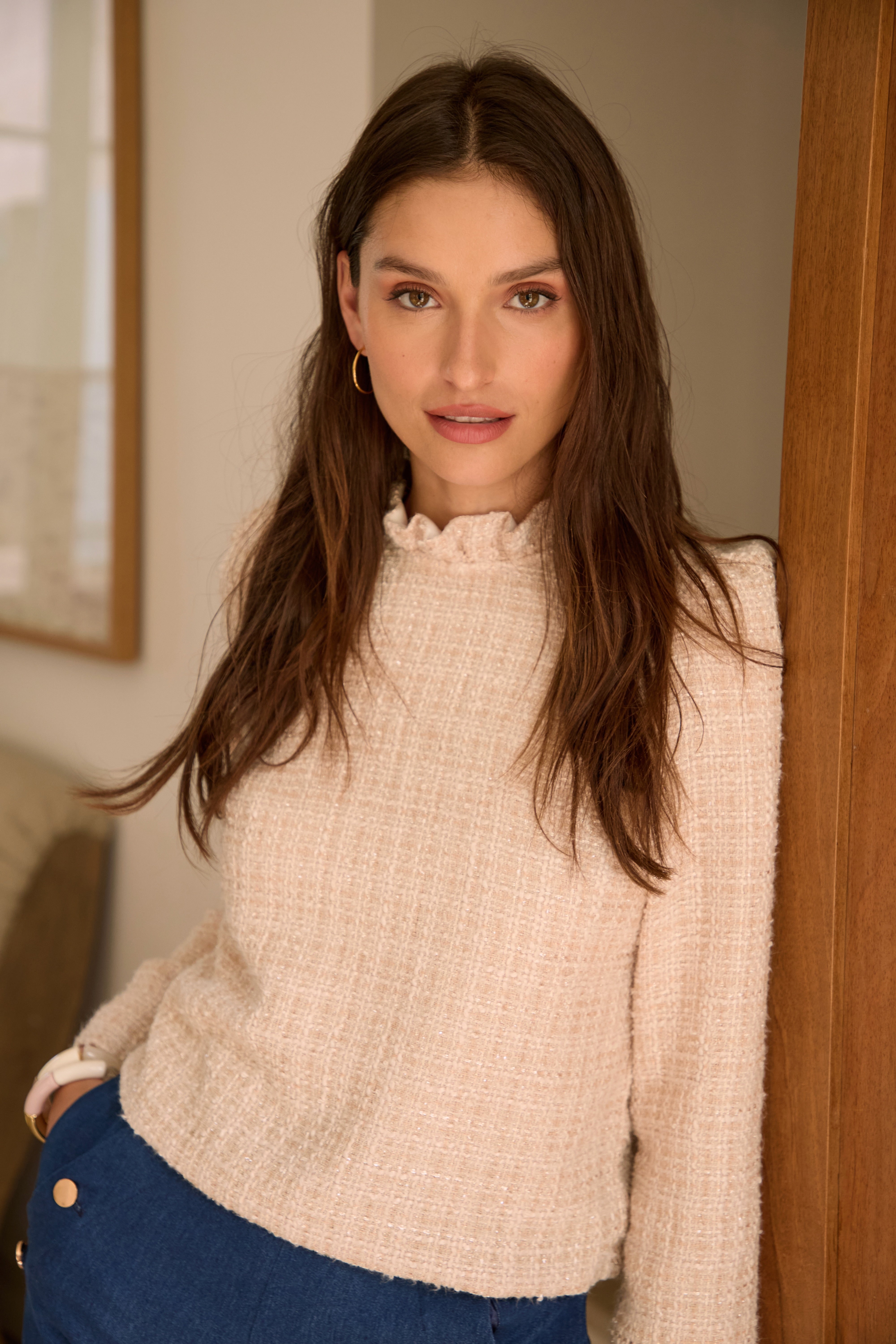 Pale pink tweed Odyssée top