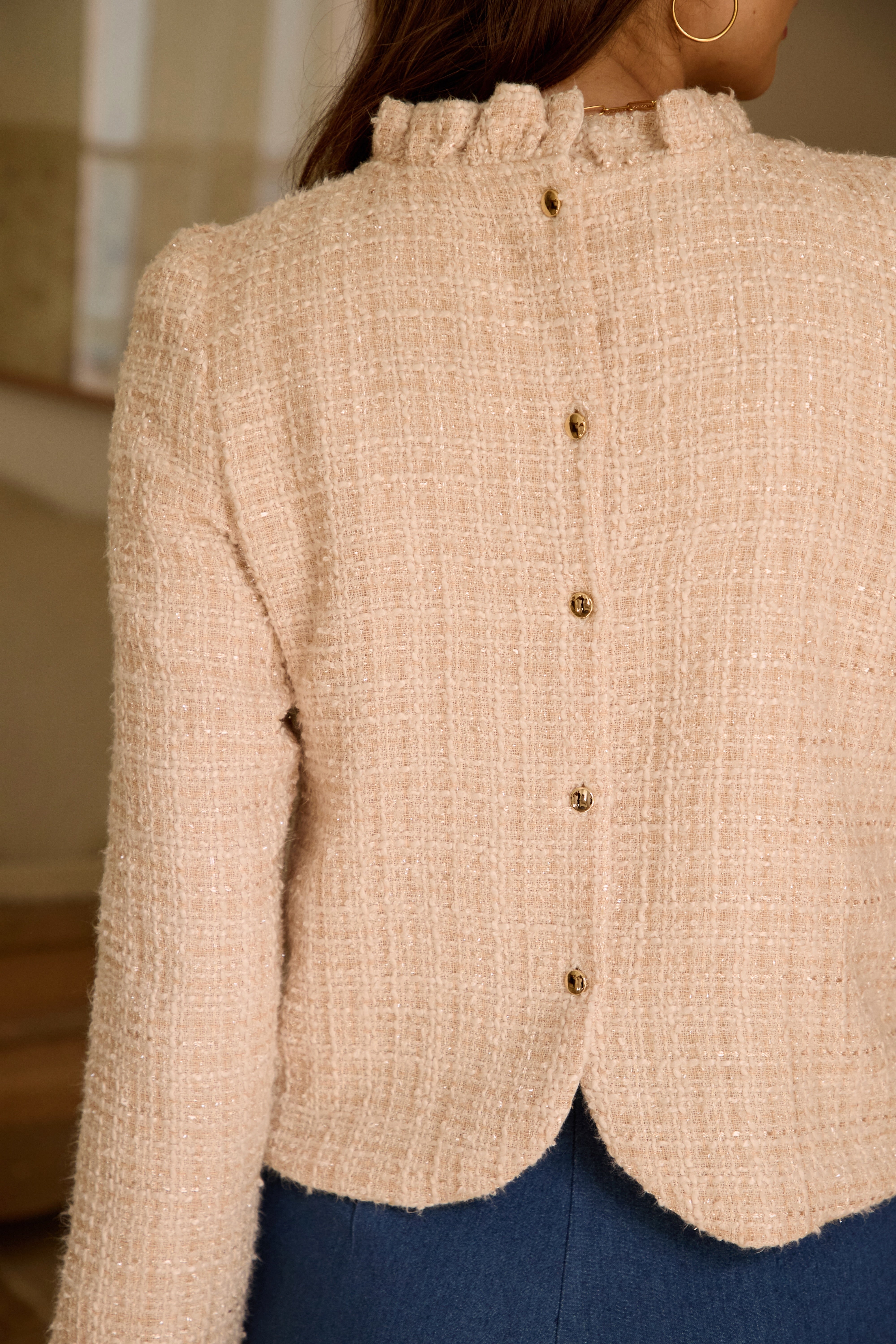 Pale pink tweed Odyssée top
