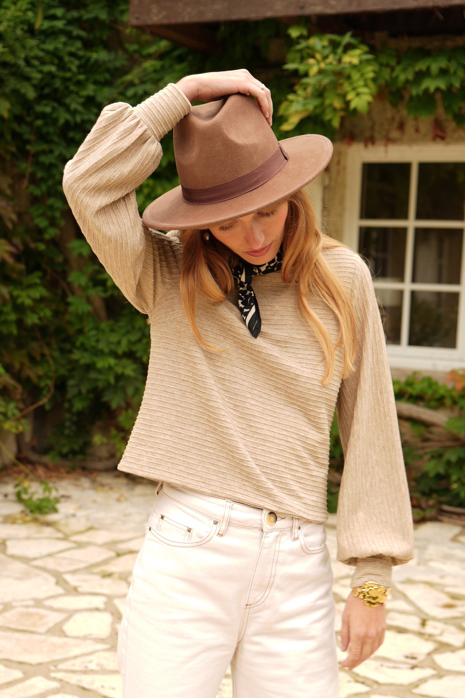 Top Loulou maille beige