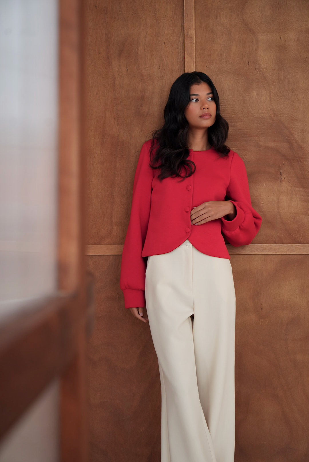 Top Valéria molleton rouge