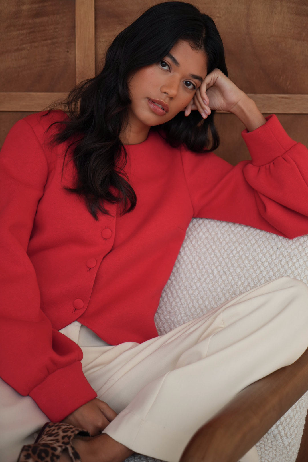 Top Valéria molleton rouge