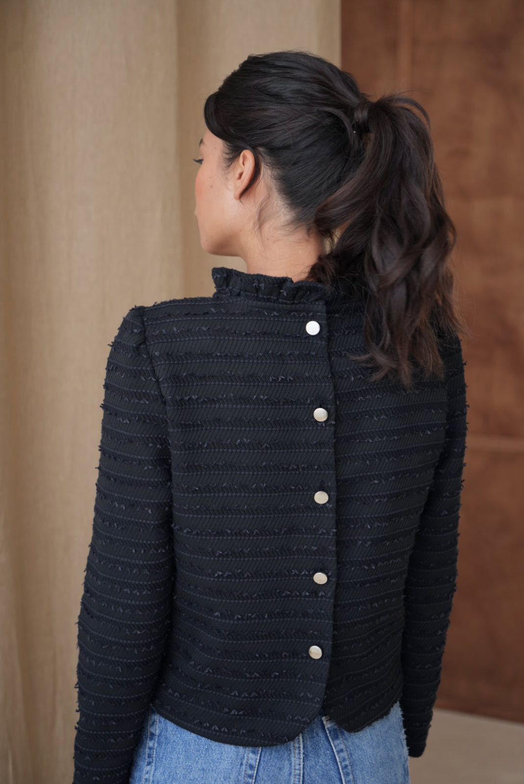 Top Odyssée tweed noir