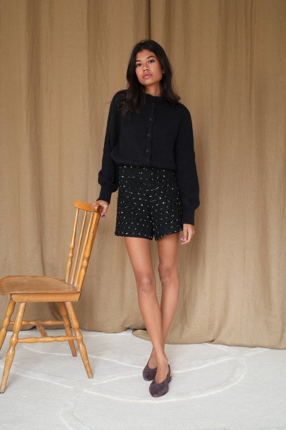 Short Alanis tweed noir