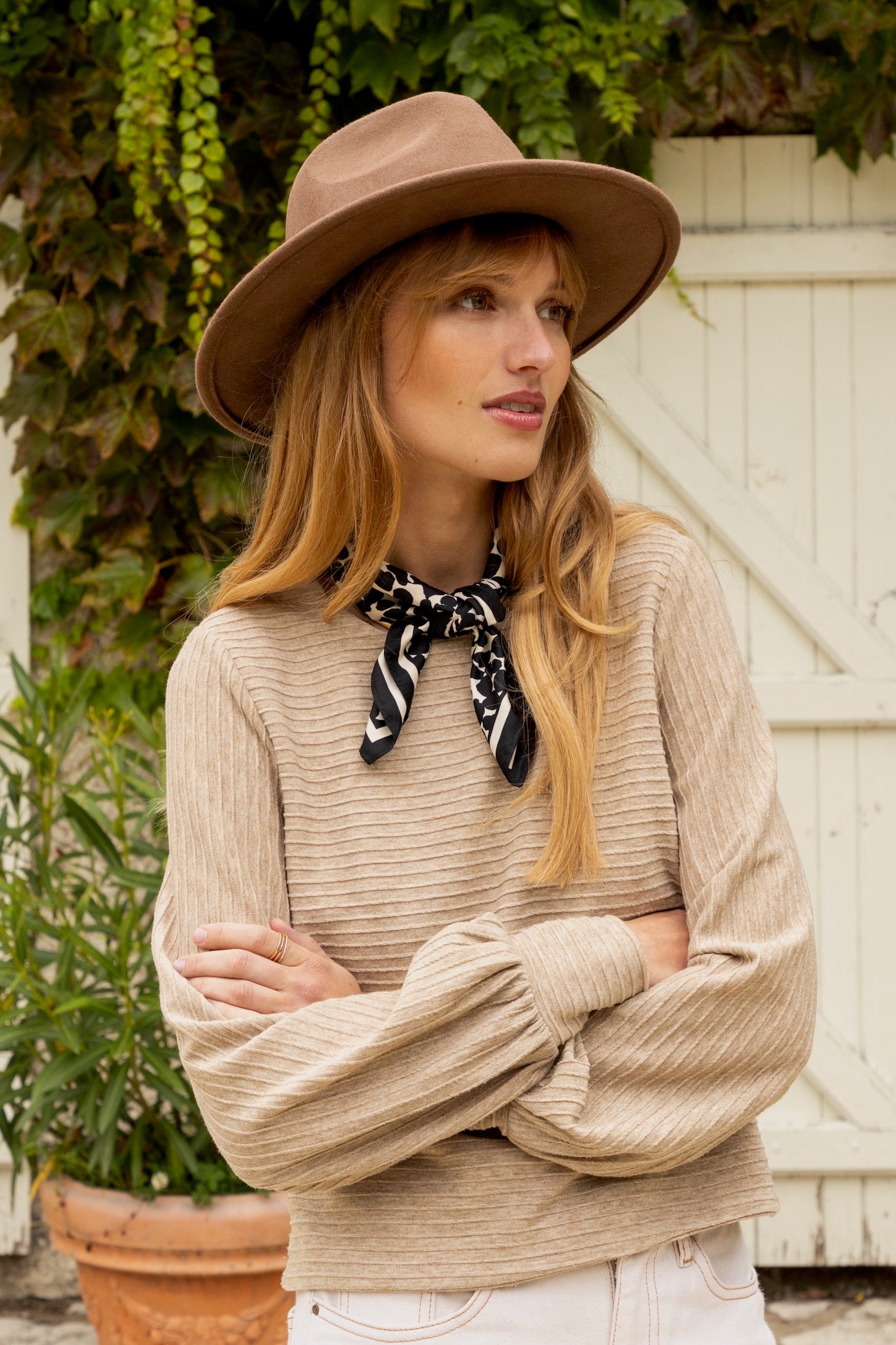 Top Loulou maille beige