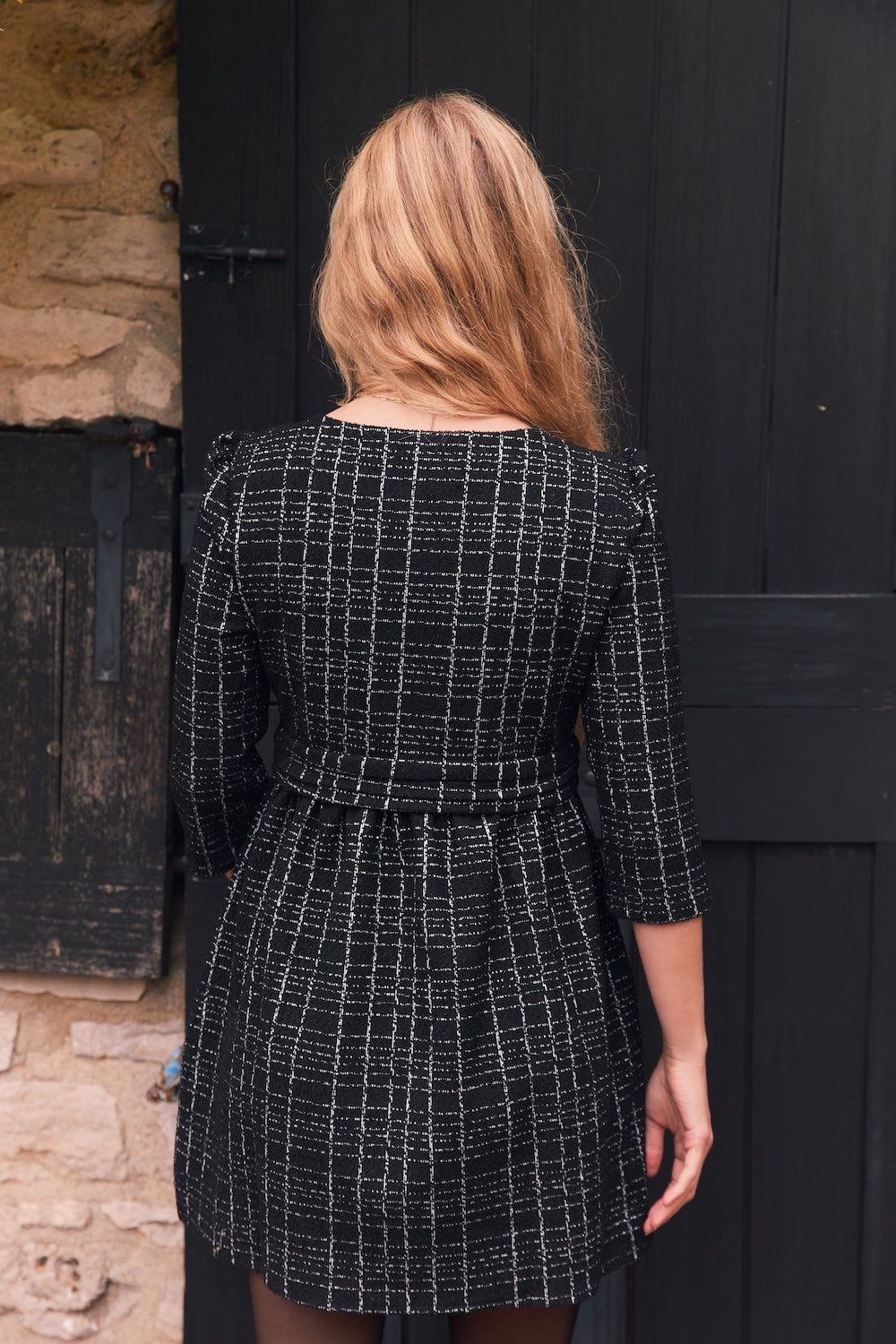Robe Marguerite tweed noir