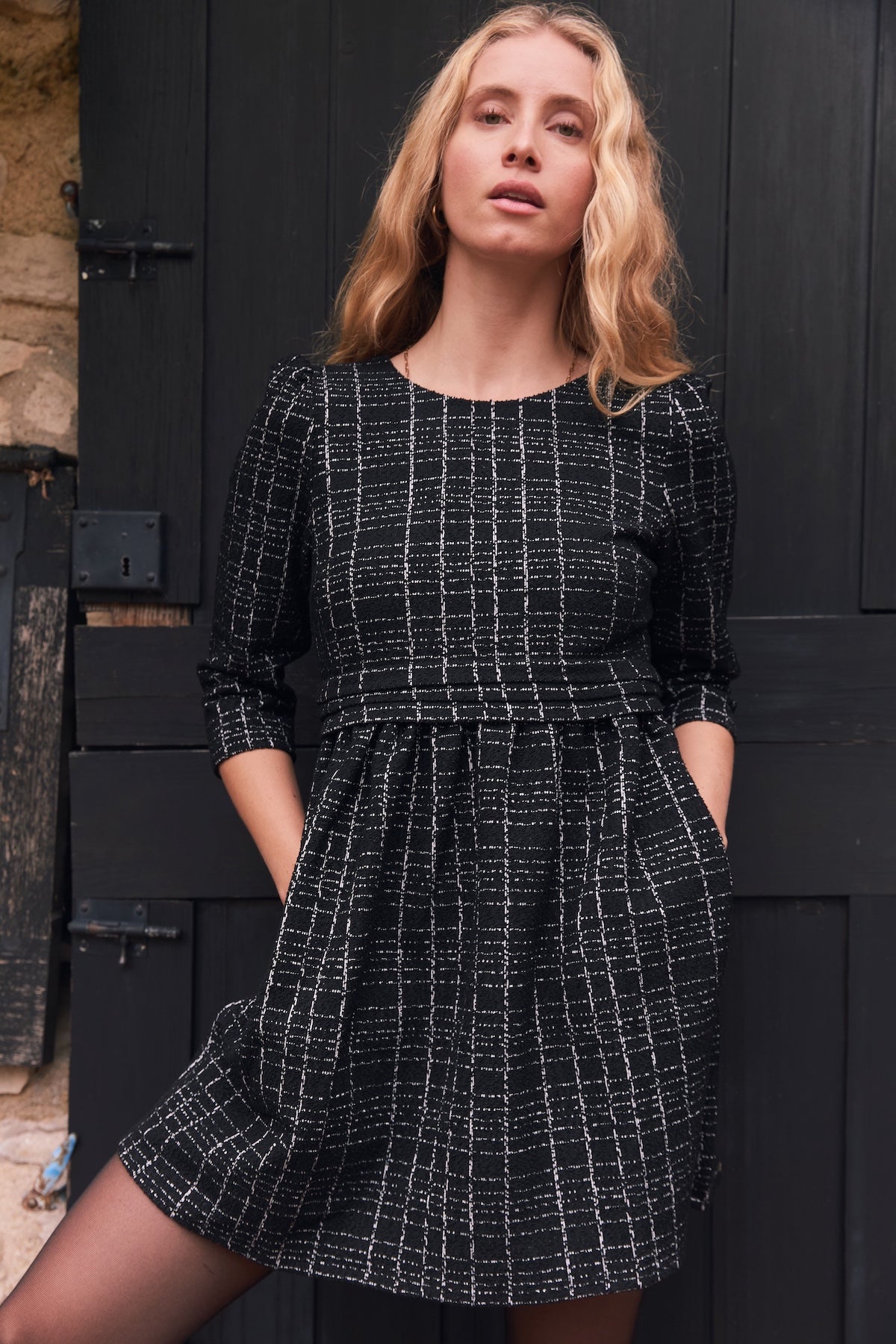 Robe Marguerite tweed noir