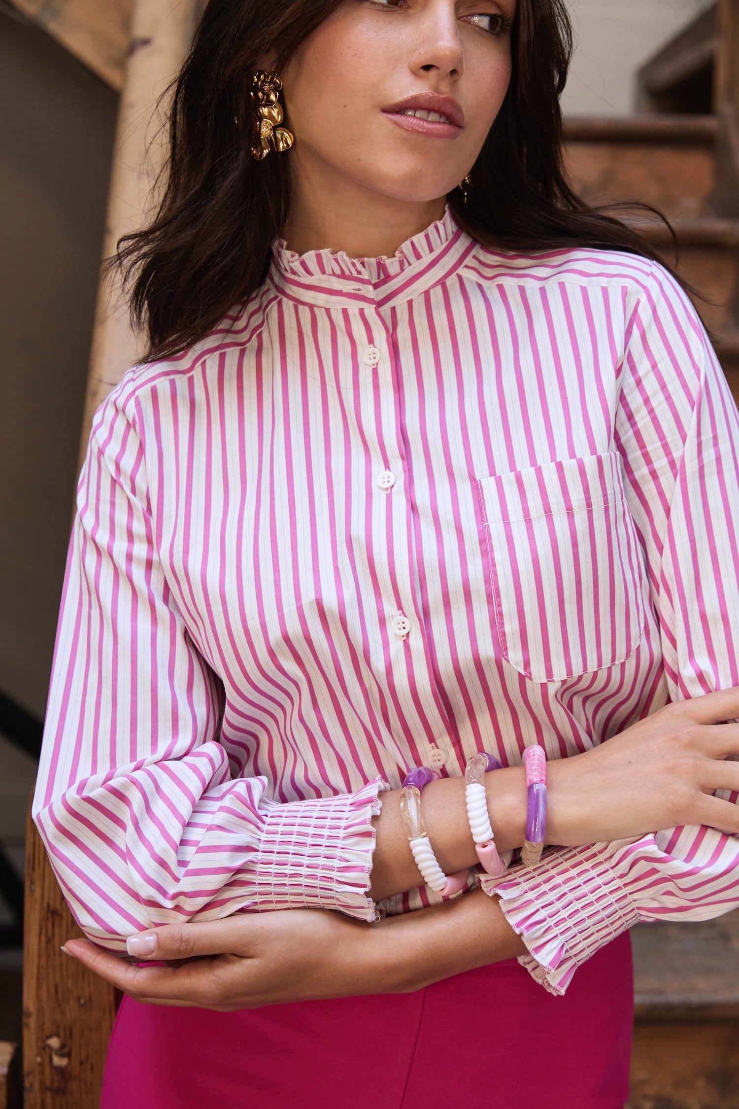 Chemise Peppa rayée rose