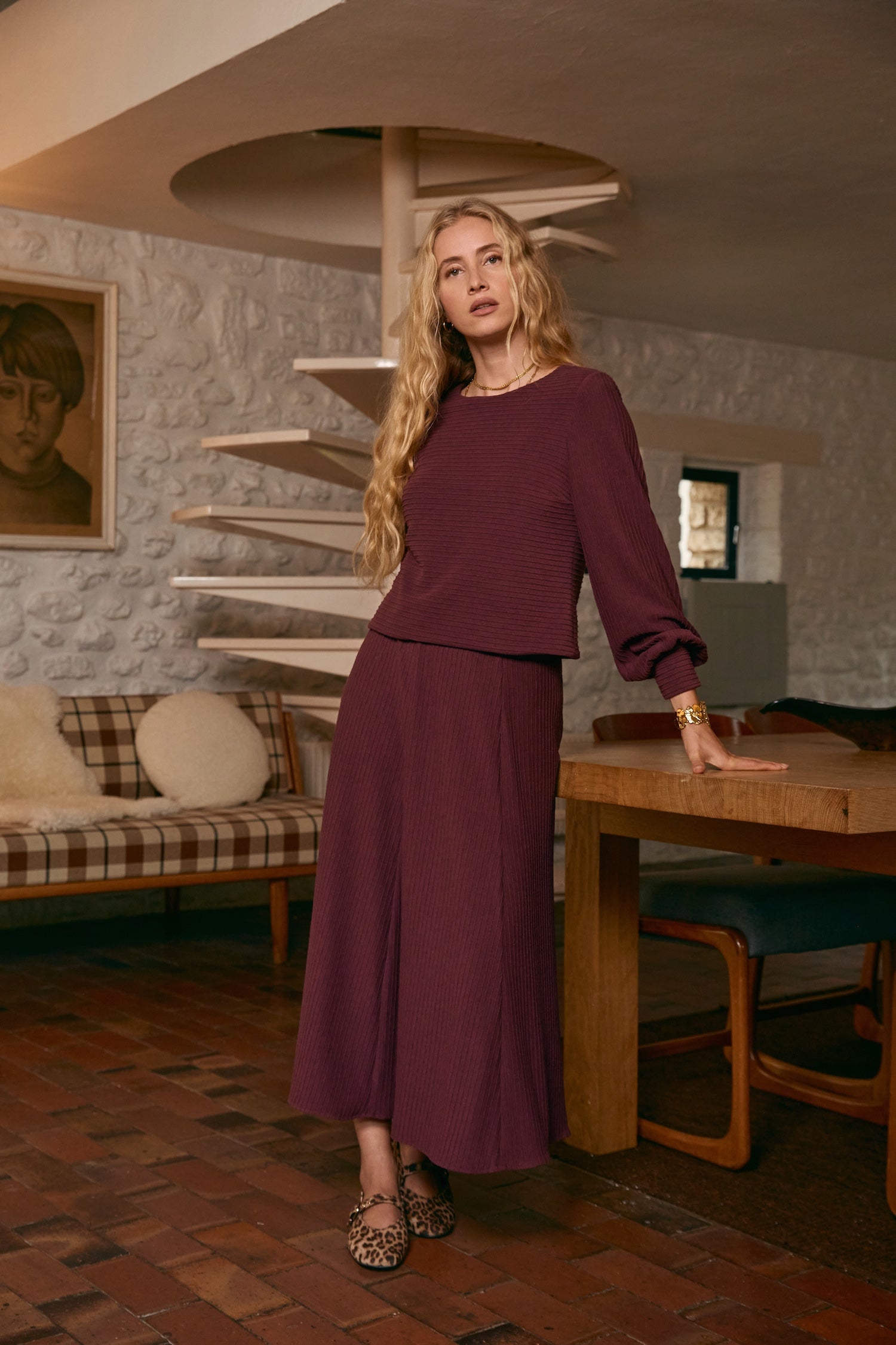 Top Loulou maille prune