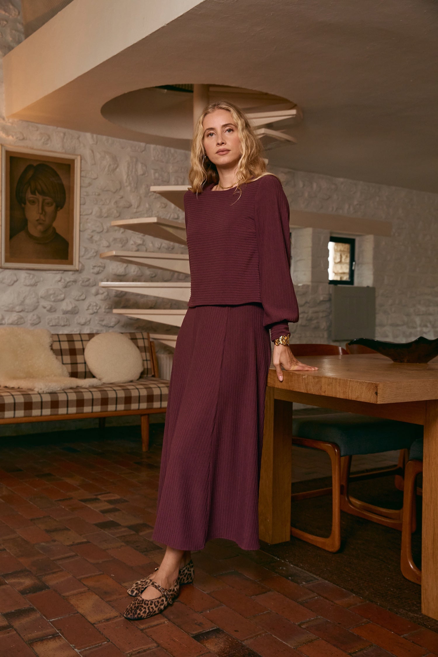 Top Loulou maille prune