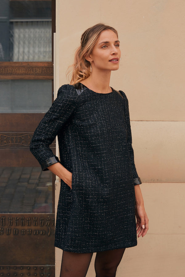 Robe Manon tweed noire