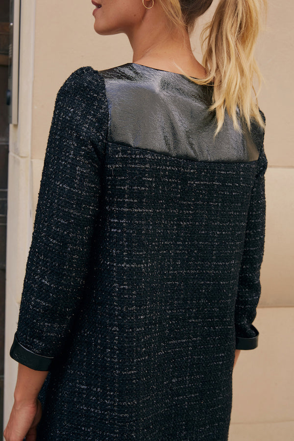 Robe Manon tweed noire
