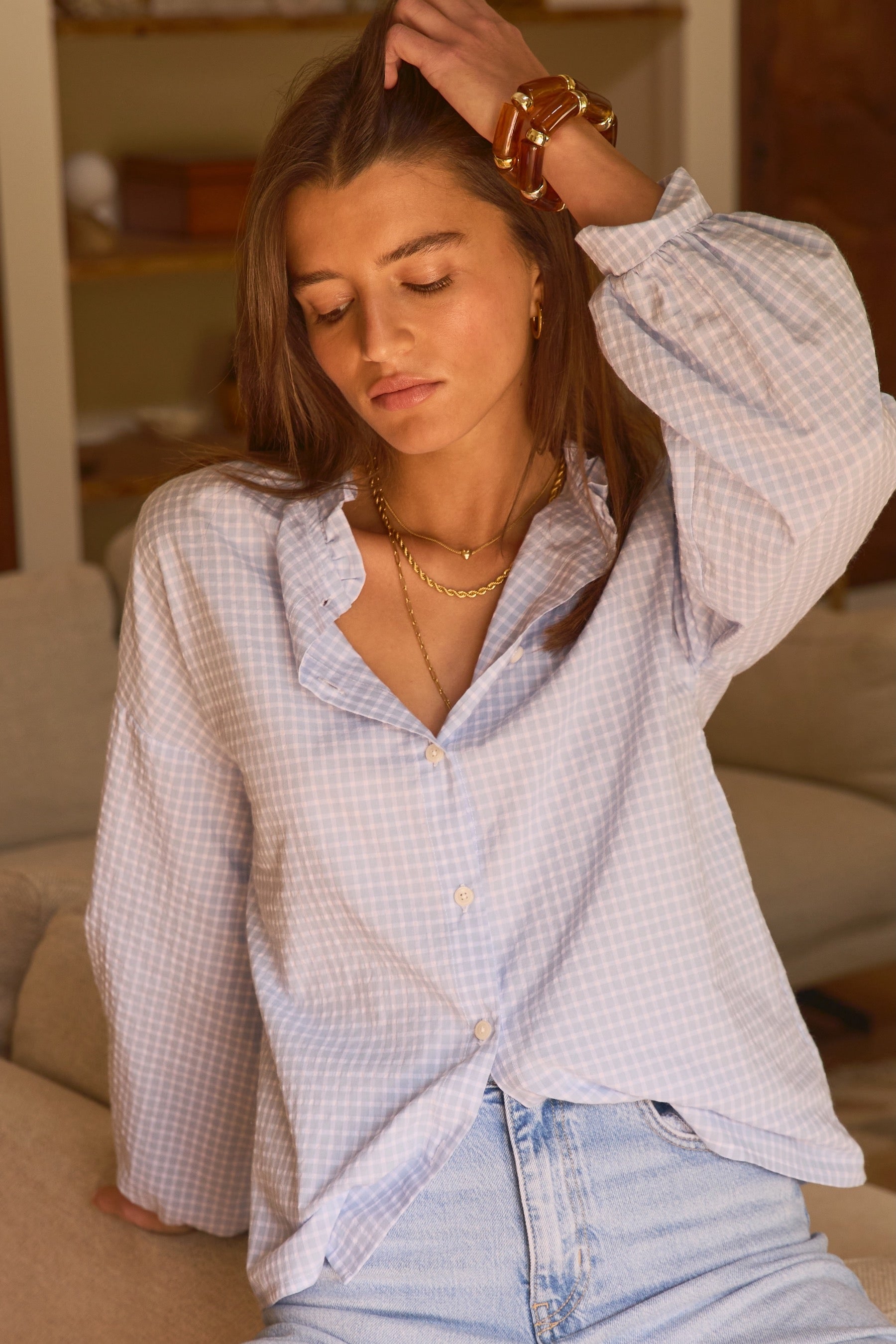 Blouse Ella carreaux ciel