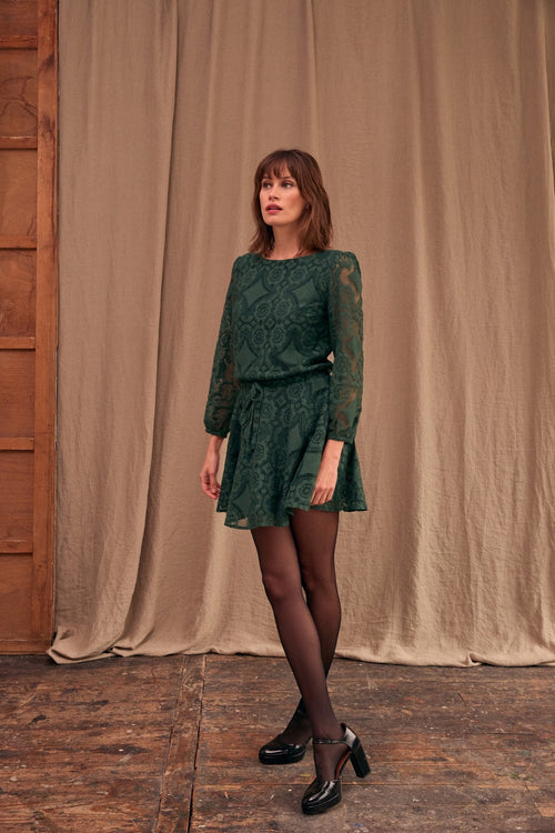 Robe Sabine dentelle verte