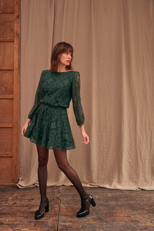 Robe Sabine dentelle verte