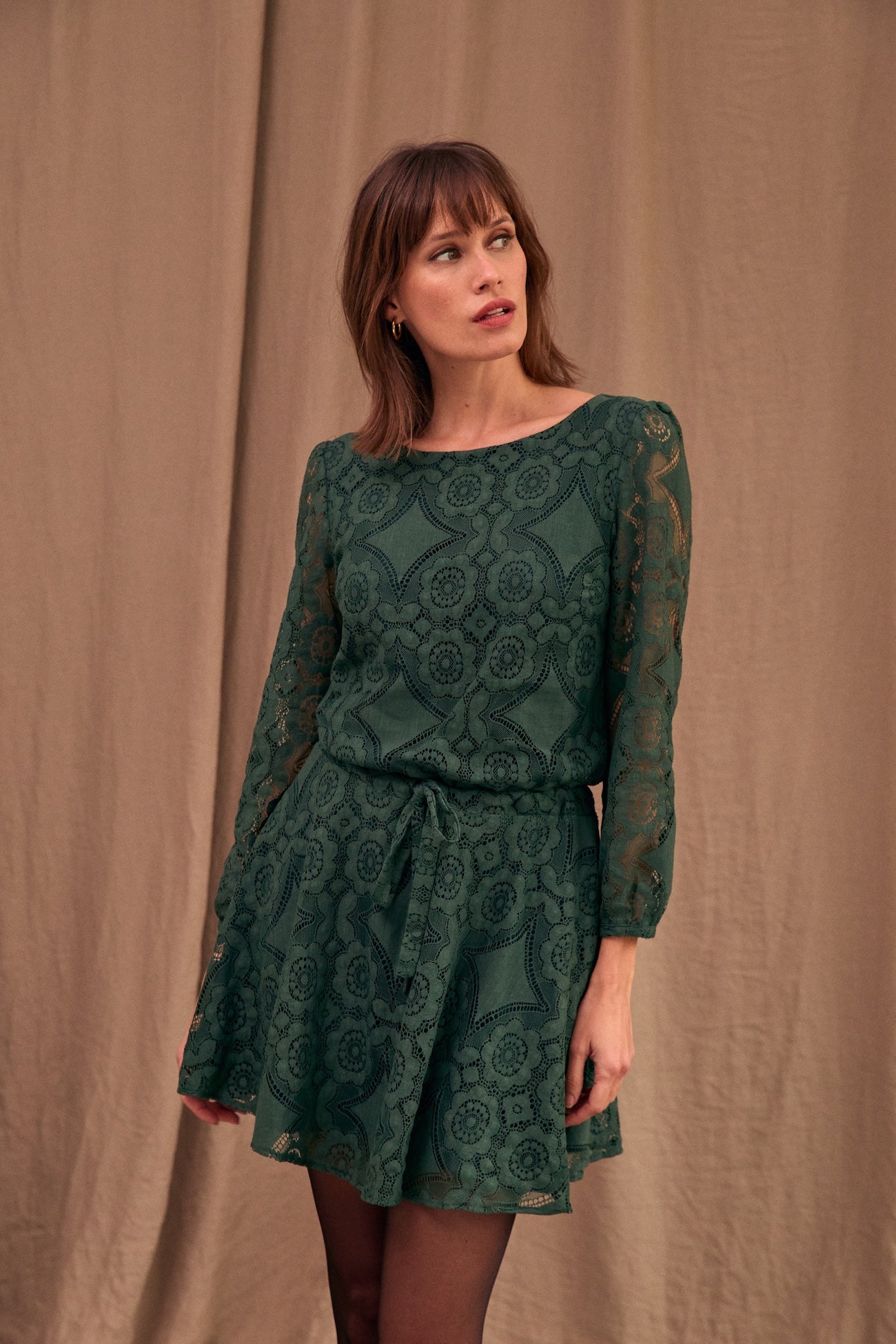 Robe Sabine dentelle verte