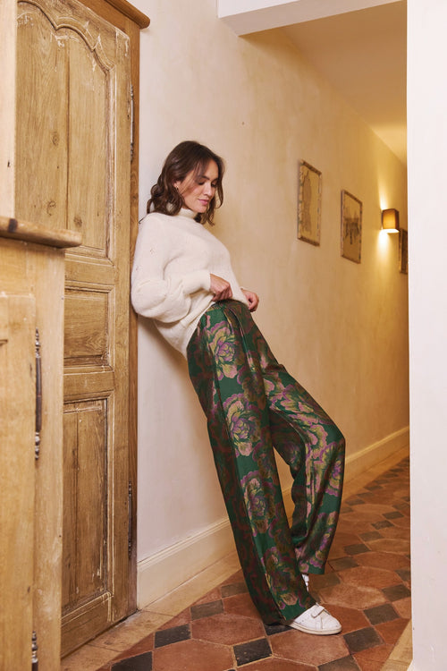 Green jacquard Figari pants