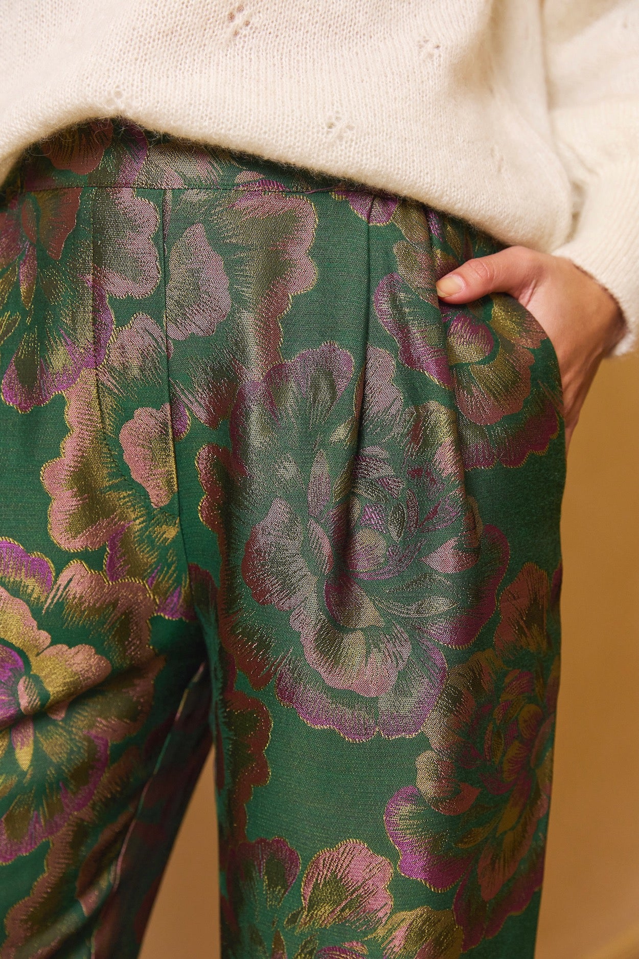 Pantalon Figari jacquard vert