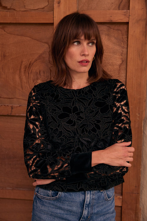 Top Loulou velours dévoré