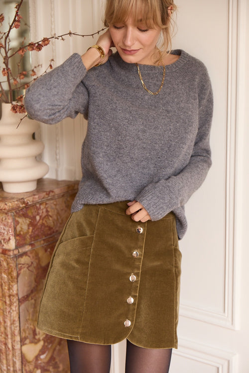 Olive velvet Pamela skirt