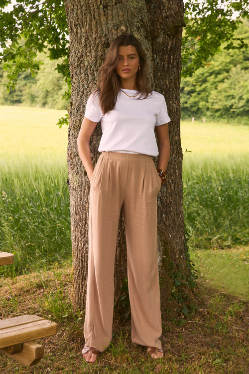 Pantalon Figari lin camel