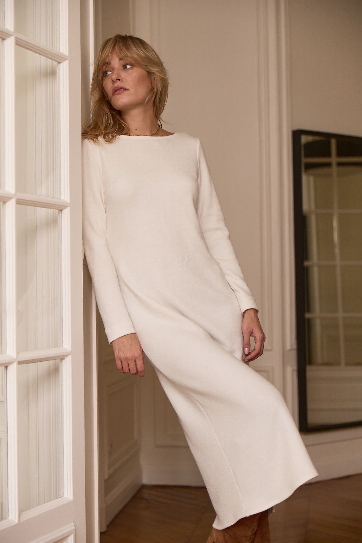 Floriane ecru knit dress