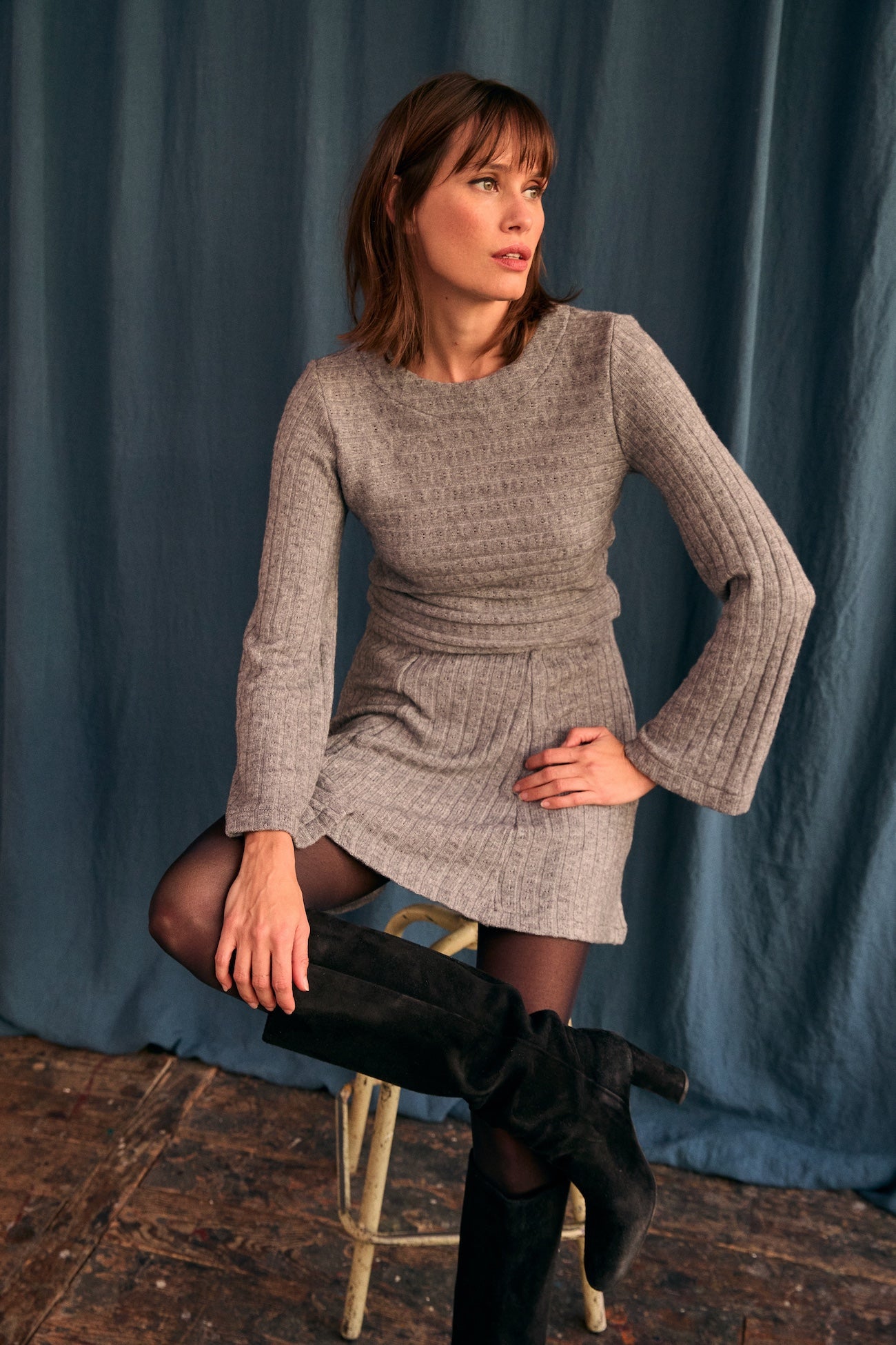 Robe Elisa maille grise