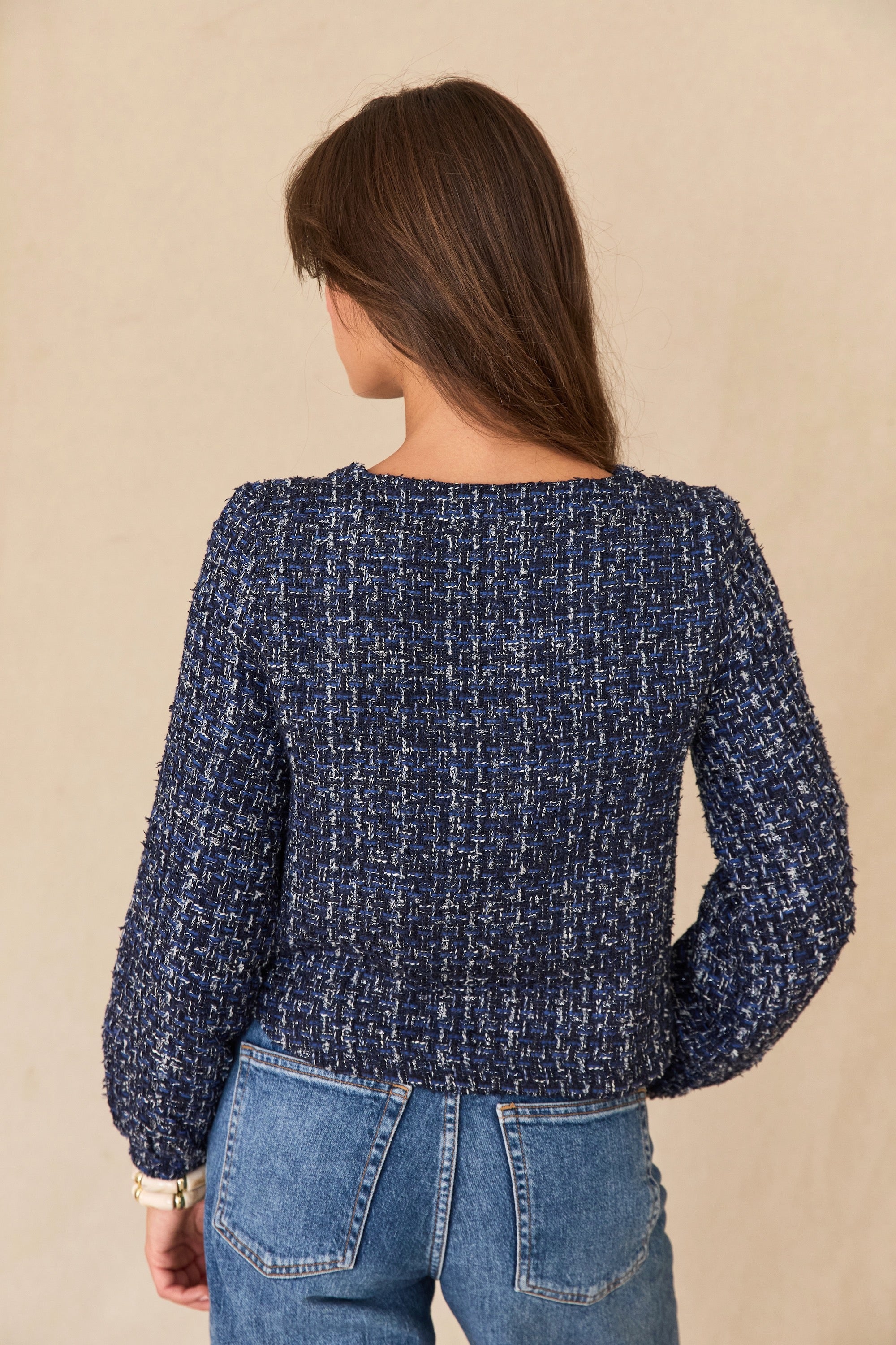 Top Uzès tweed bleu