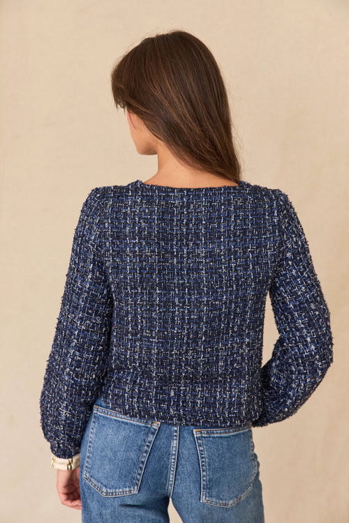 Top Uzès tweed bleu