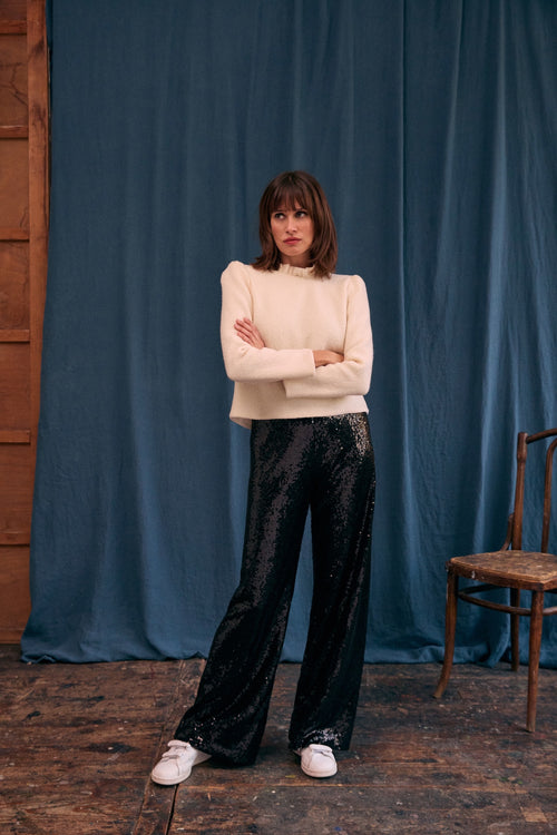 Pantalon Charlotte sequins noirs