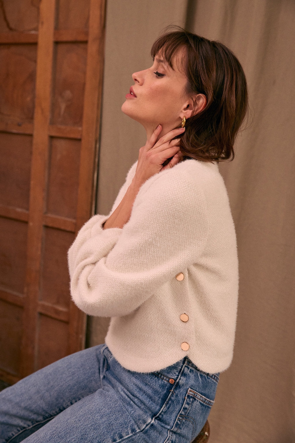 Top Maillé PASSIONATA Blanc Cassé – Taille 38, Occasion En Parfait état