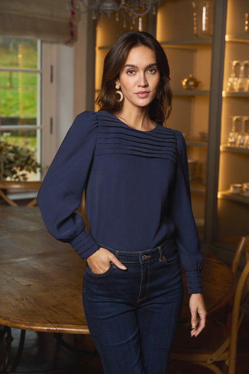 Sarah navy blue blouse