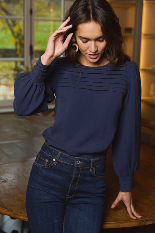 Sarah navy blue blouse