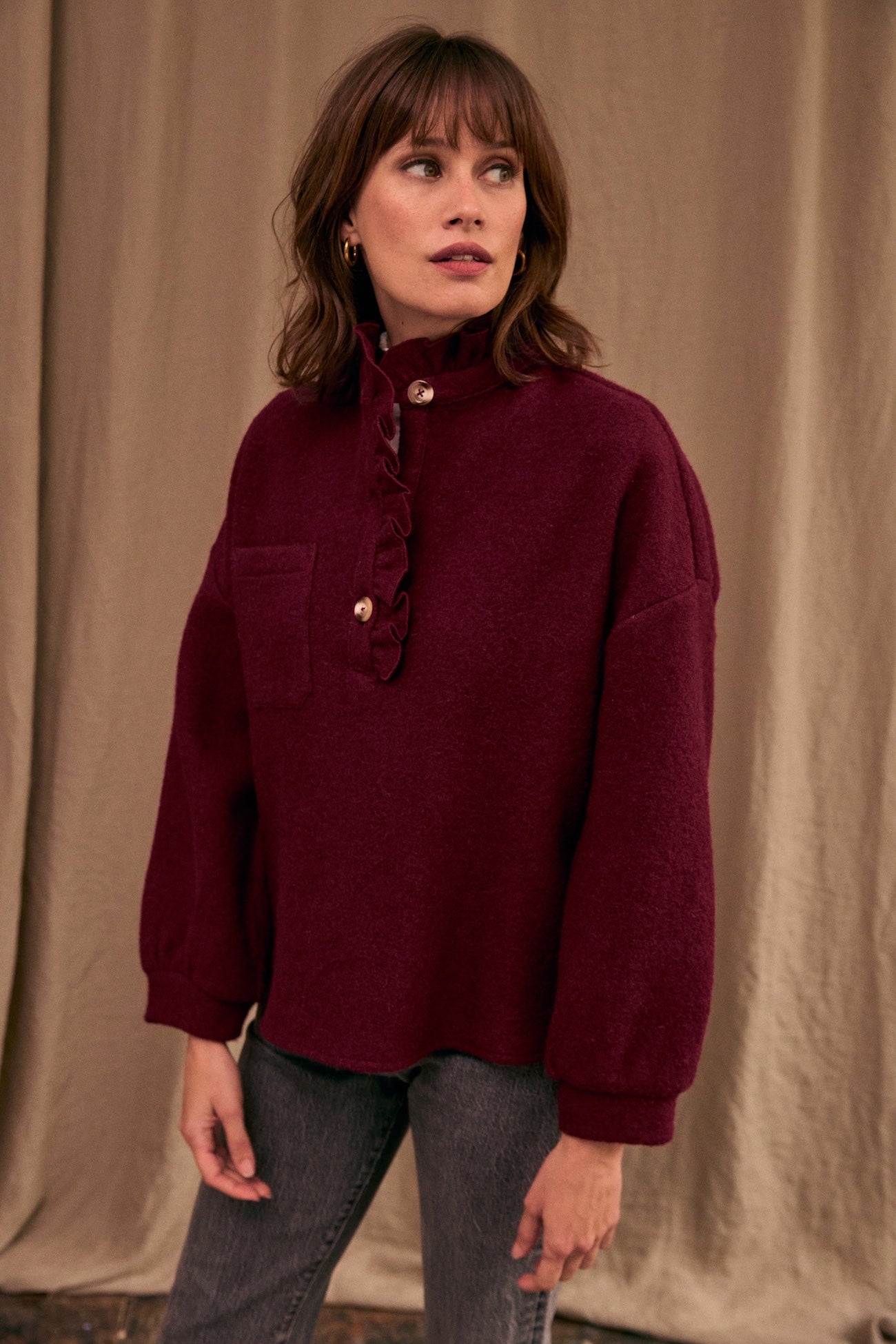 Vareuse Jordane laine bordeaux