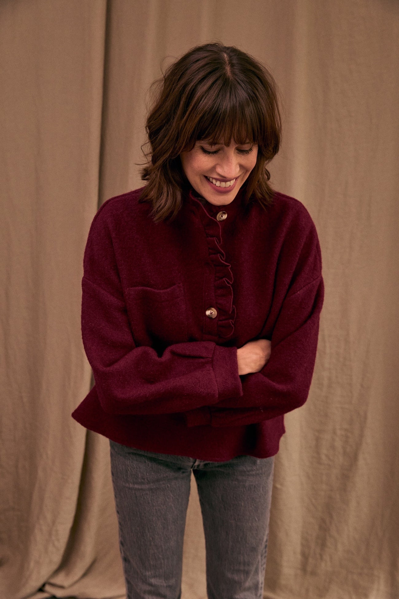 Vareuse Jordane laine bordeaux