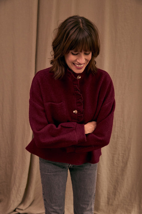 Vareuse Jordane laine bordeaux