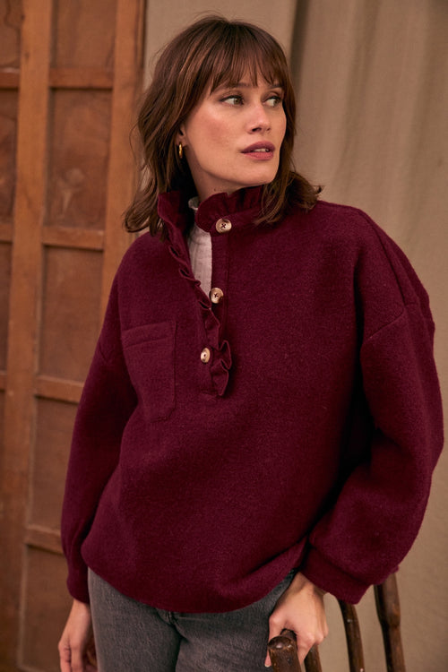 Vareuse Jordane laine bordeaux