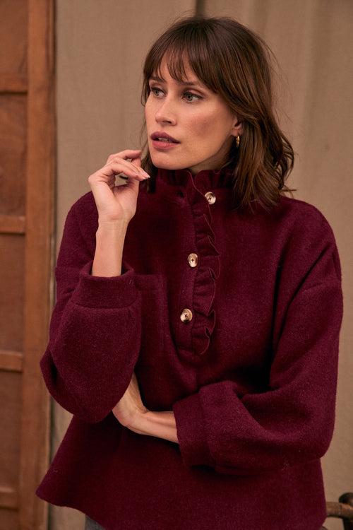 Vareuse Jordane laine bordeaux
