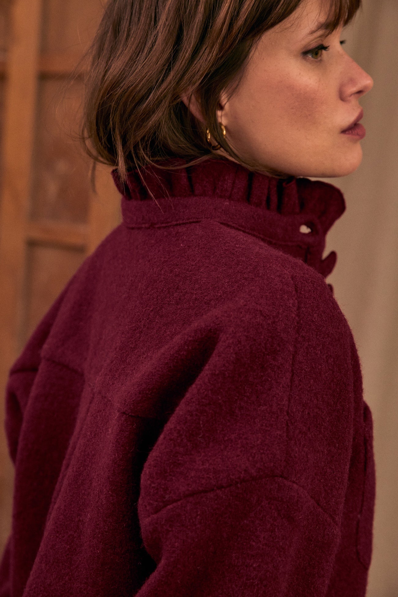 Vareuse Jordane laine bordeaux