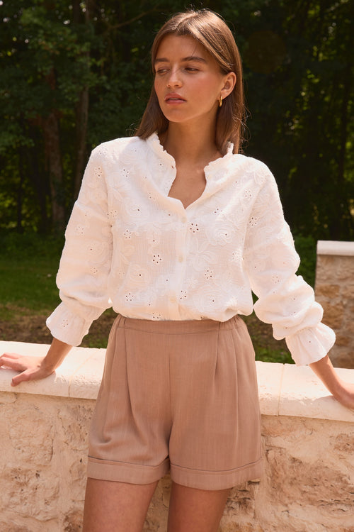 Short Figaro lin camel