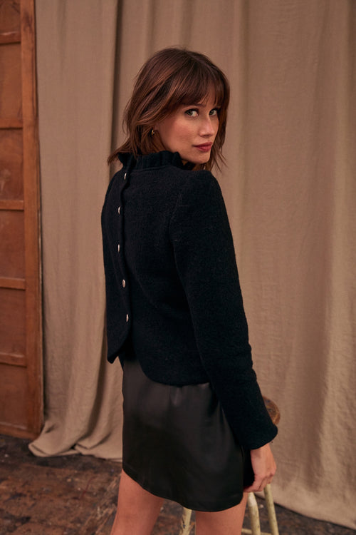 Top Odyssée laine noire